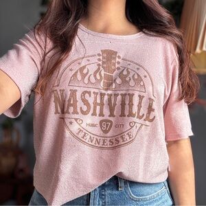 Pink Shimmer Nashville Tennessee Music City Graphic Originality Size Medium Top